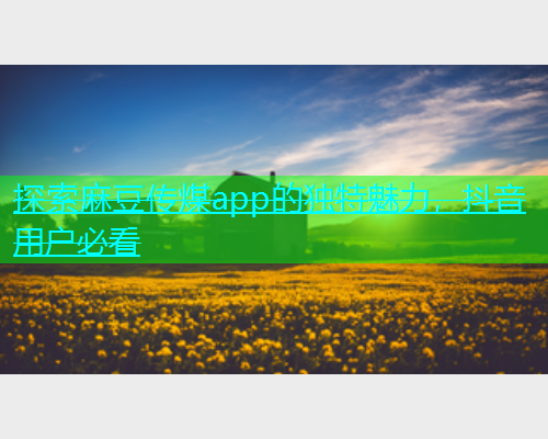 探索麻豆传煤app的独特魅力，抖音用户必看